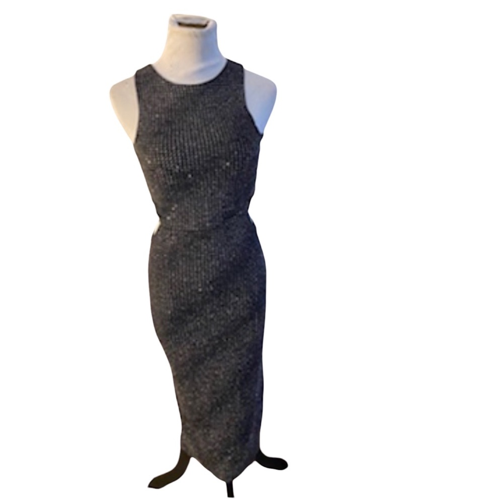 Topshop black sequin cut out dress size 2
